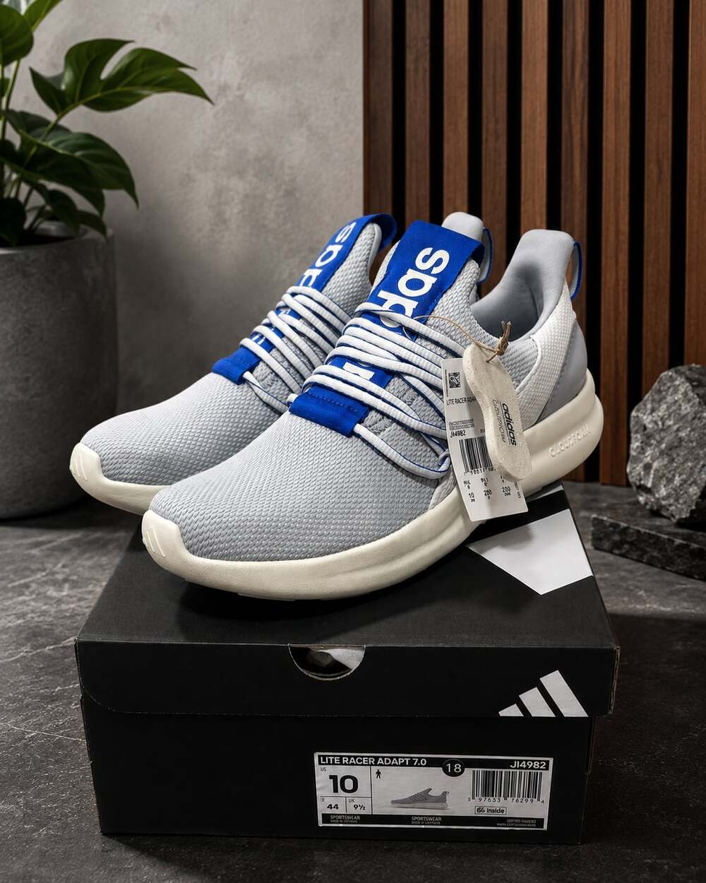 Adidas Lite Racer Adapt 7.0 Gray Blue Slip-Size 10